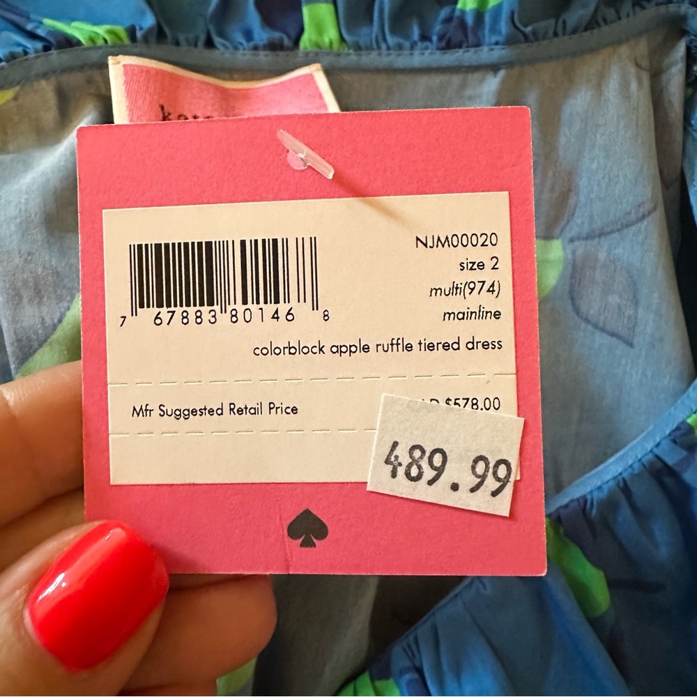 Kate Spade Blue, Pink, and Green Ruffle Dress - Picture 4 of 16